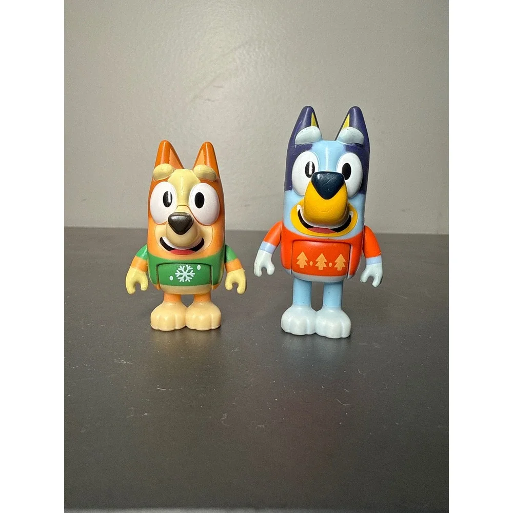 Bluey and Bingo Christmas Holiday Sweater Toy Figures 2 nch Ludo Studio